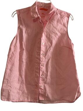 Tommy Bahama 100% Linen Sleeveless Button-Up Shirt Pink Women's M